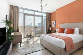 Silkhaus modern studio with Burj Khalifa view in DIFC